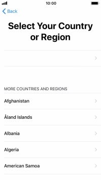 Press the required country or area. Press the required country or area.