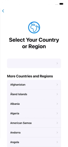 Press the required country or area. Press the required country or area.