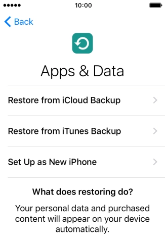Press Restore from iCloud Backup. Press Restore from iCloud Backup.