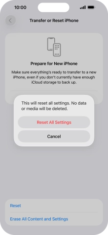 Press Reset All Settings. Press Reset All Settings.