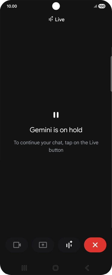 To resume the conversation, press the resume icon. To resume the conversation, press the resume icon.