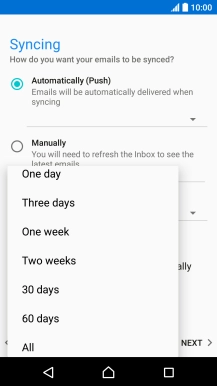 Press the required setting. Press the required setting.