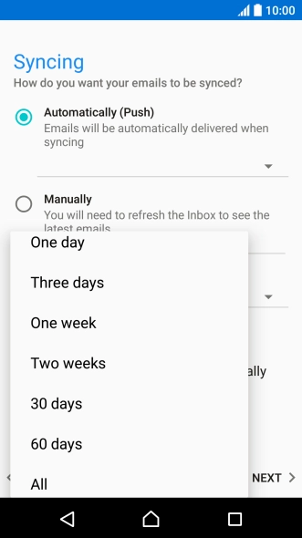 Press the required setting. Press the required setting.