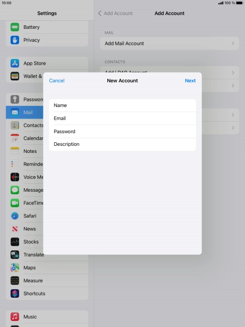 Press Description and key in the required name. Press Description and key in the required name.