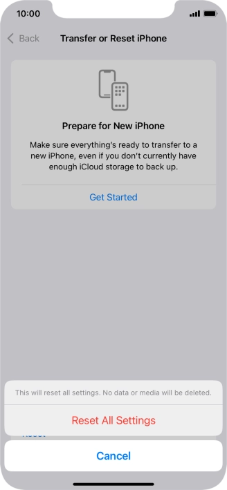 Press Reset All Settings. Press Reset All Settings.