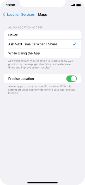 Press the required setting to turn the function on or off. Press the required setting to turn the function on or off.