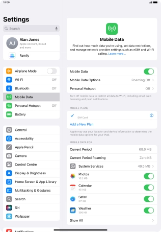 Press Mobile Data Options. Press Mobile Data Options.