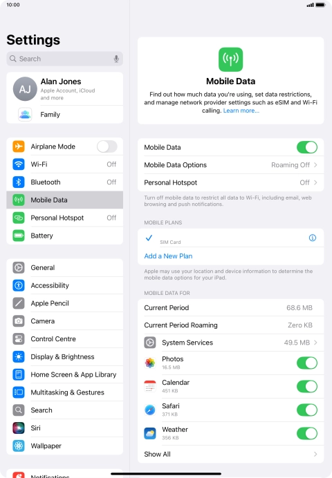 Press Mobile Data Options. Press Mobile Data Options.