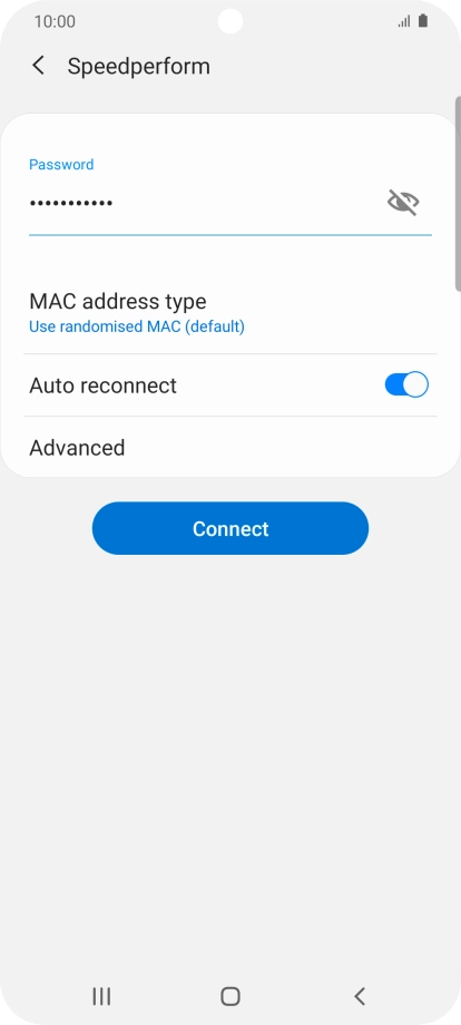 Key in the password for the Wi-Fi network and press Connect. Key in the password for the Wi-Fi network and press Connect.