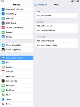 Press Add Mail Account. Press Add Mail Account.