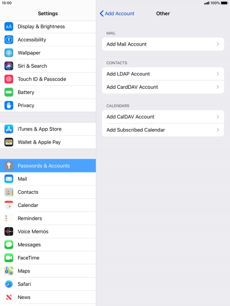 Press Add Mail Account. Press Add Mail Account.