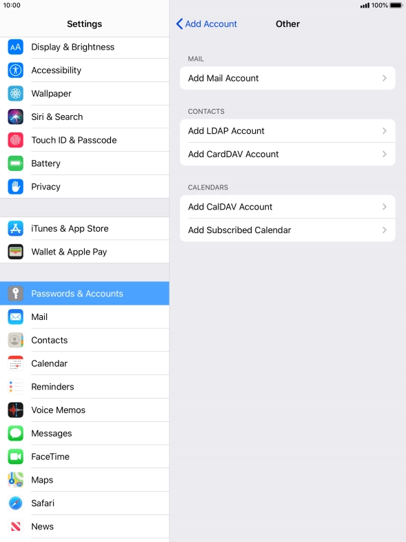 Press Add Mail Account. Press Add Mail Account.