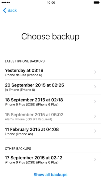 Press the required backup and your phone restores the contents of the selected backup. Follow the instructions on the screen to complete the activation. Press the required backup and your phone restores the contents of the selected backup. Follow the instructions on the screen to complete the activation.