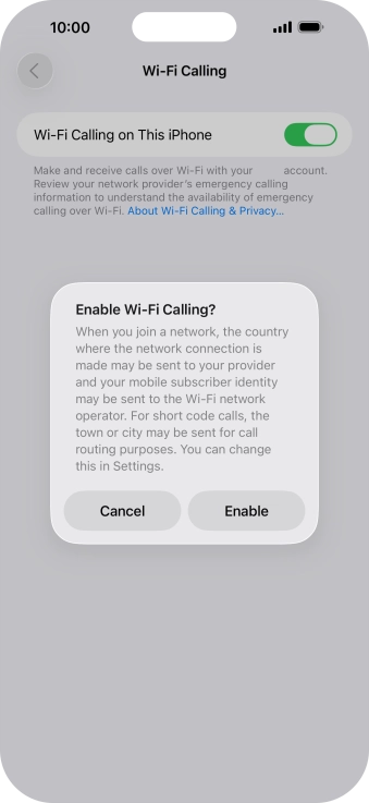 If you turn on the function, press Enable. If you turn on the function, press Enable.