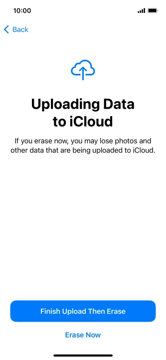 Press the required setting. Press the required setting.