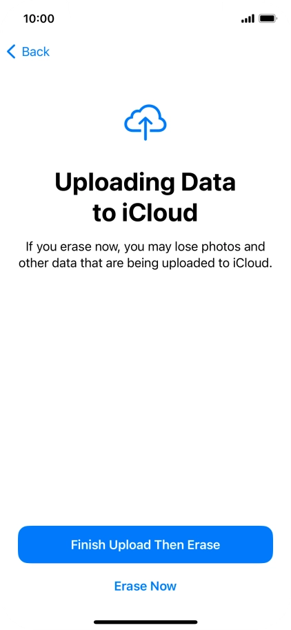 Press the required setting. Press the required setting.