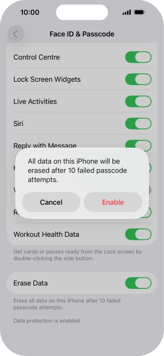 If you turn on the function, press Enable. If you turn on the function, press Enable.