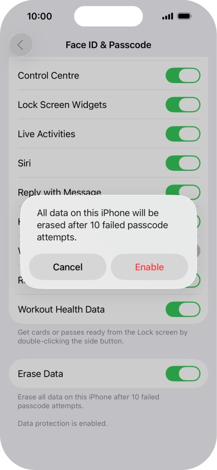 If you turn on the function, press Enable. If you turn on the function, press Enable.