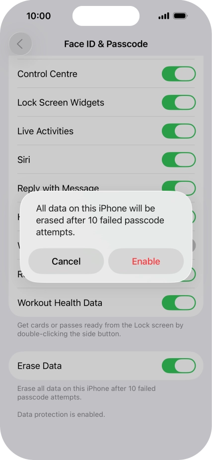 If you turn on the function, press Enable. If you turn on the function, press Enable.