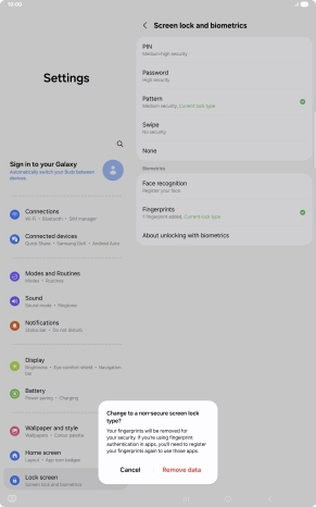 Press Remove data. Press Remove data.