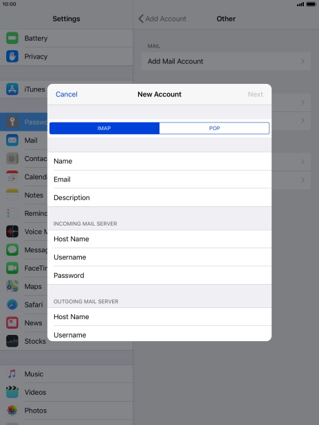 Press IMAP. Press IMAP.