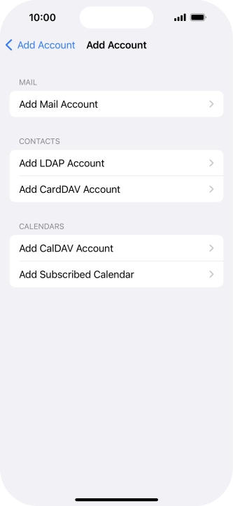 Press Add Mail Account. Press Add Mail Account.