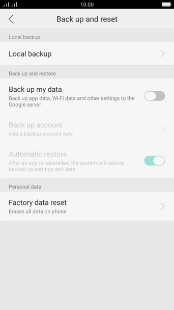 Press Factory data reset. Press Factory data reset.