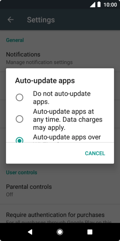 To turn off automatic update of apps, press Do not auto-update apps.. To turn off automatic update of apps, press Do not auto-update apps..