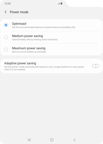 Press the required setting. Press the required setting.
