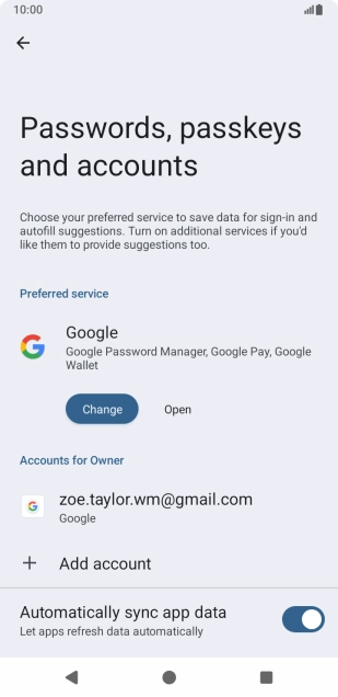 Press Add account. Press Add account.