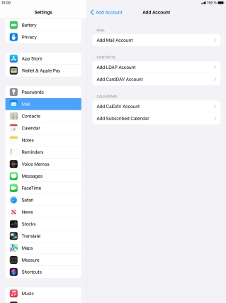 Press Add Mail Account. Press Add Mail Account.