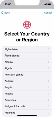 Press the required country. Press the required country.