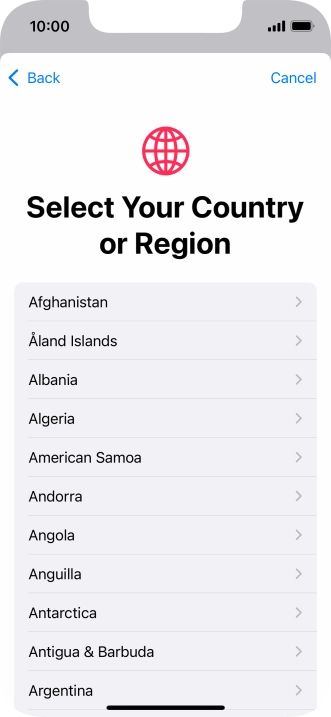 Press the required country. Press the required country.
