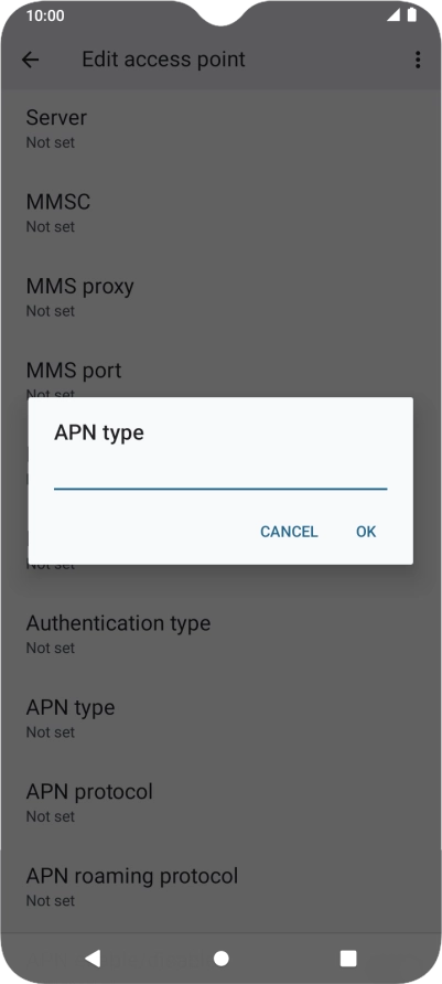 Key in default and press OK. Key in default and press OK.