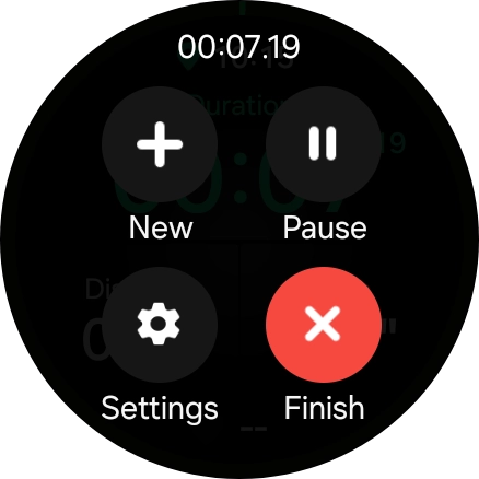 Press Finish to end an activity. Press Finish to end an activity.