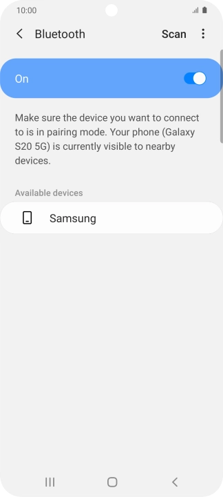 Press the required Bluetooth device and follow the instructions on the screen to pair the device with your phone. Press the required Bluetooth device and follow the instructions on the screen to pair the device with your phone.