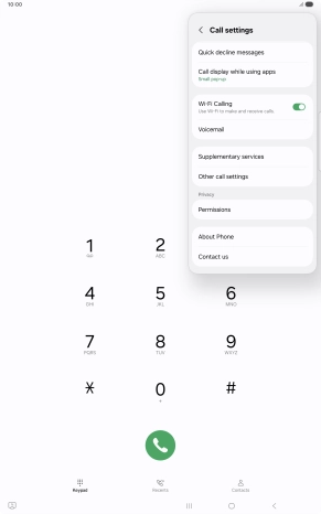 Press Supplementary services. Press Supplementary services.