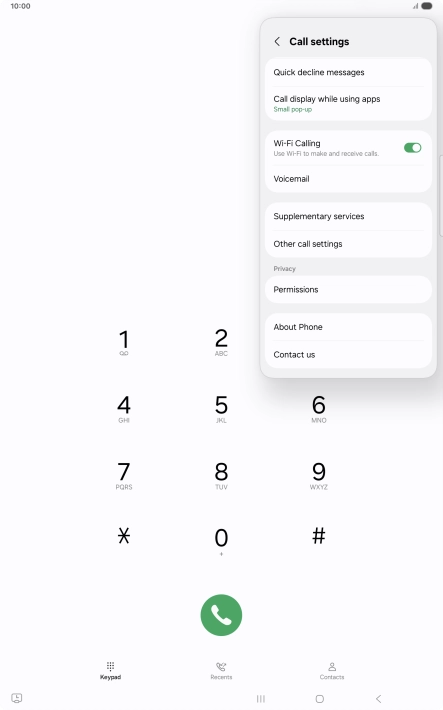 Press Supplementary services. Press Supplementary services.