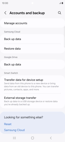 Press Manage accounts. Press Manage accounts.