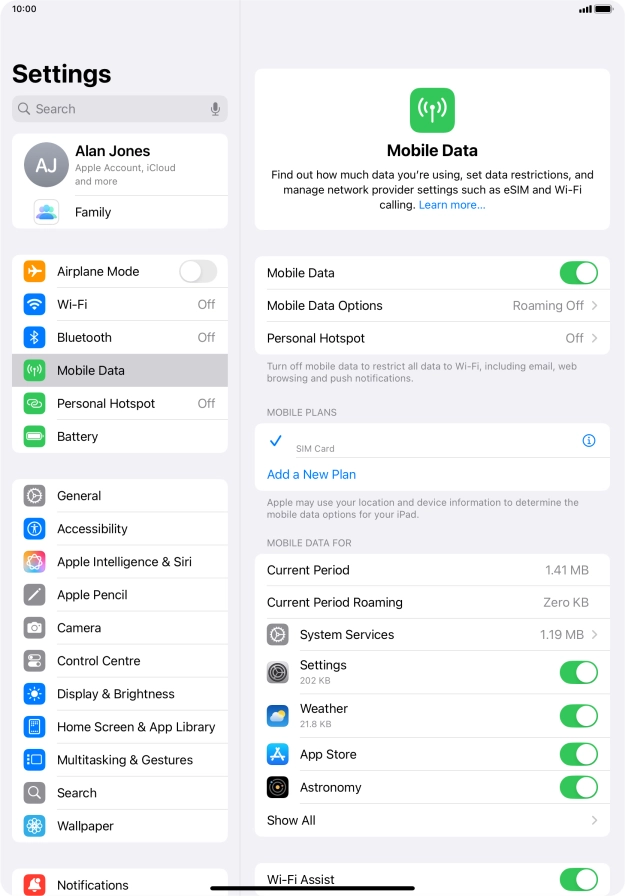 Press Mobile Data Options. Press Mobile Data Options.
