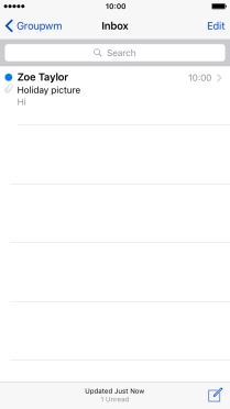 Press the new email message icon. Press the new email message icon.
