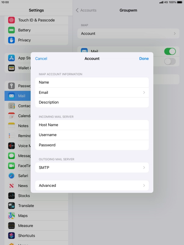 Press SMTP. Press SMTP.
