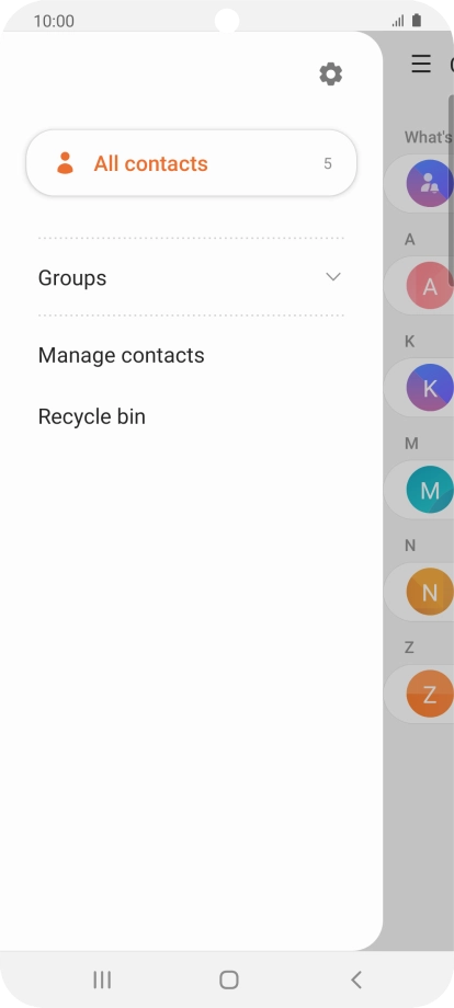 Press Manage contacts. Press Manage contacts.