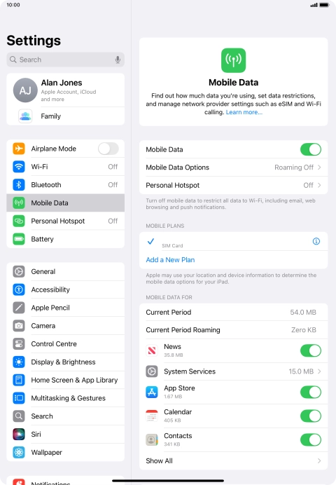 Press Mobile Data Options. Press Mobile Data Options.