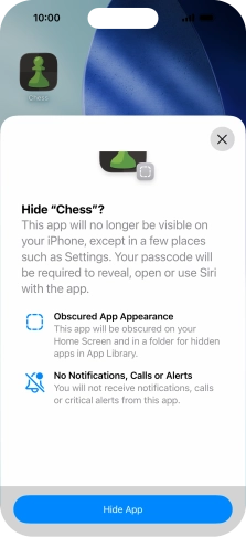 Press Hide App. Press Hide App.