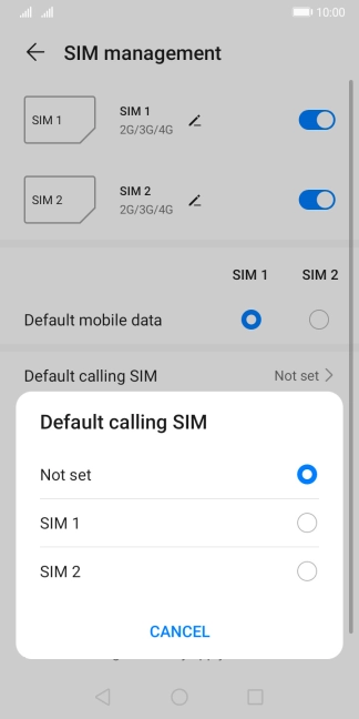 Press the required setting. Press the required setting.
