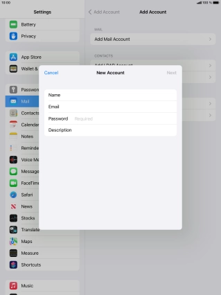 Press Password and key in the password for your email account. Press Password and key in the password for your email account.