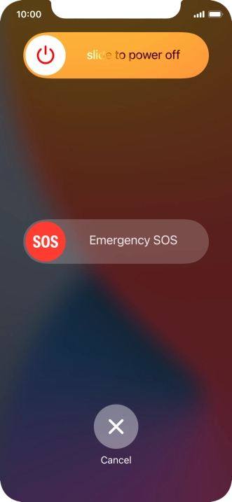 Press and drag the power off icon right. Press and drag the power off icon right.