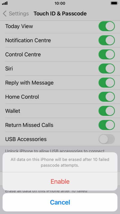 If you turn on the function, press Enable. If you turn on the function, press Enable.