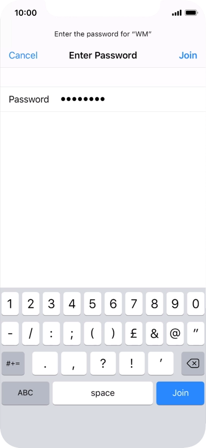 Key in the password for the Wi-Fi network and press Join. Key in the password for the Wi-Fi network and press Join.